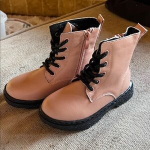 Pink Lace-Up Ankle Boots